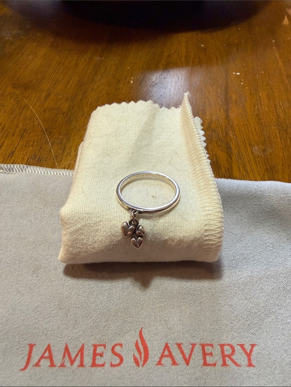 James Avery Silver Three-Heart Dangle Ring